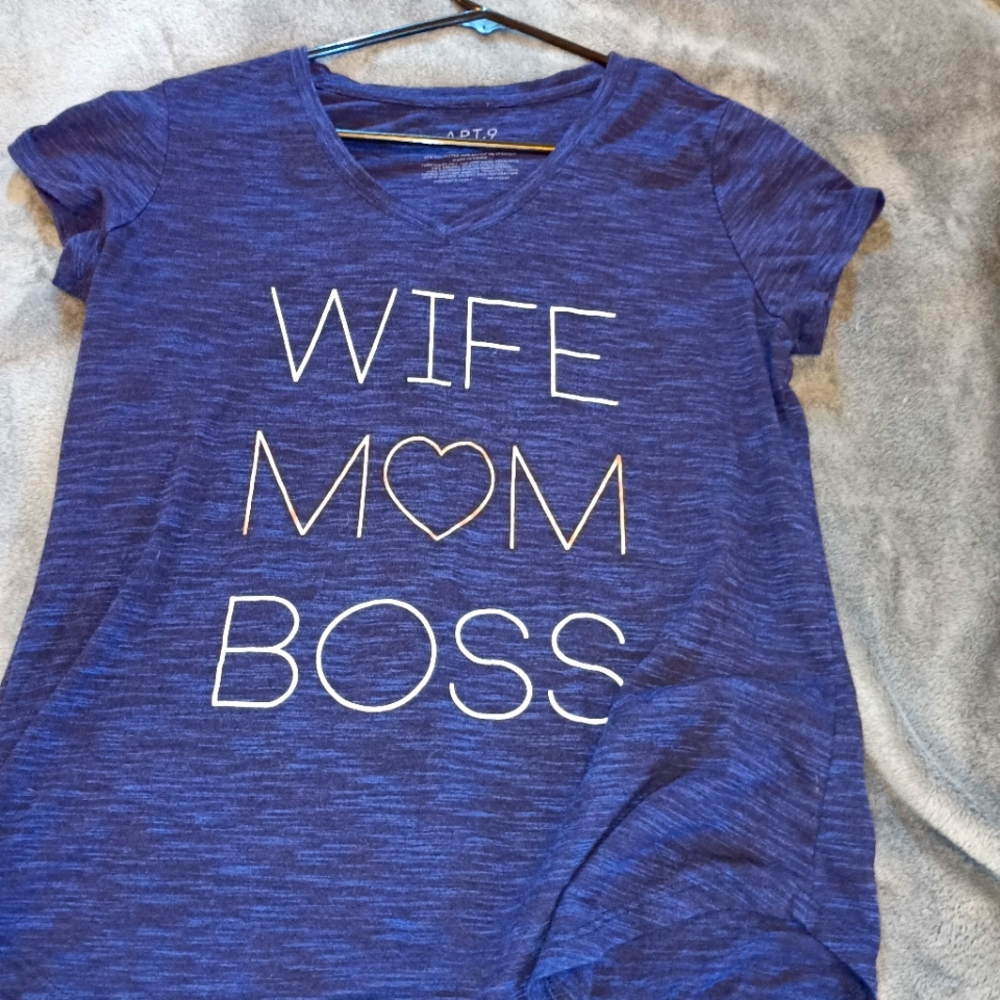 APT 9 size Medium blue wife mom boss shirt